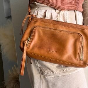 Margot Tan Leather Crossbody Bag